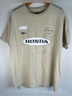 Honda Factory Racing Company HRC JT Racing USA Mens T-shirt Size L Beige Cotton